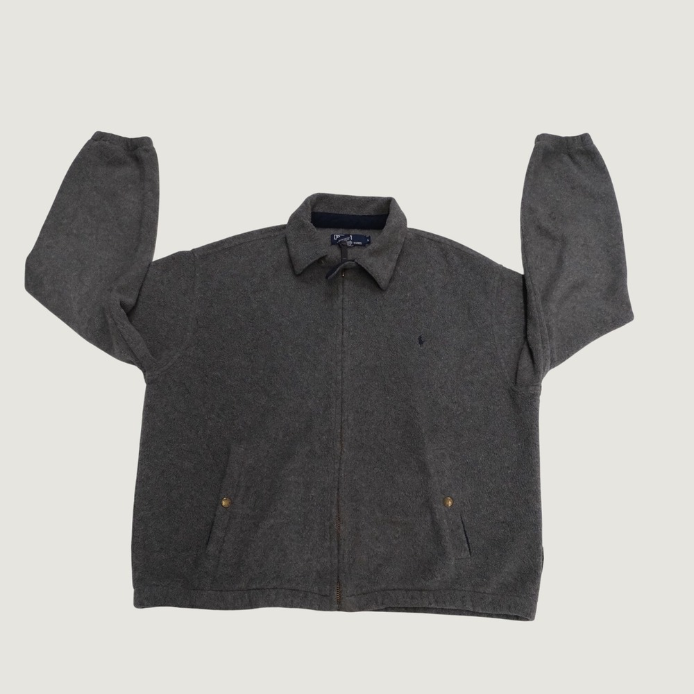 Polo Ralph Lauren Jacket Mens Gray Polartec Fleece Gorpcore Large‎ Zip Up